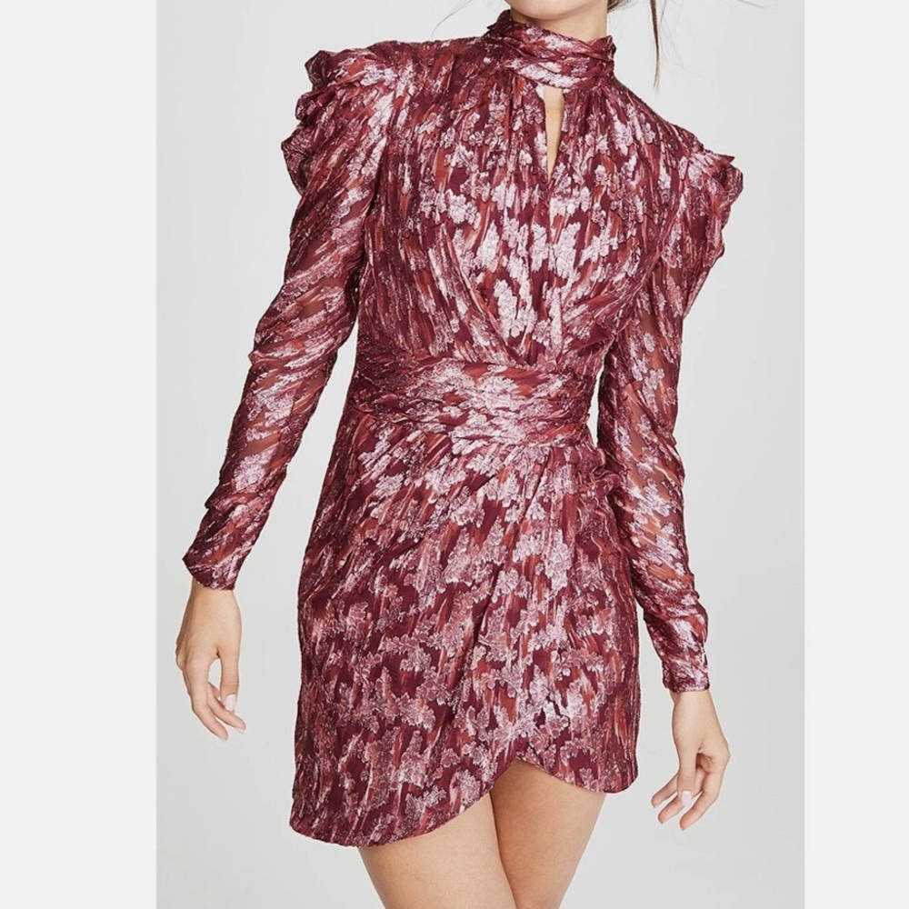 Jonathan Simkhai Mock Neck Metallic Pink Mini Dress